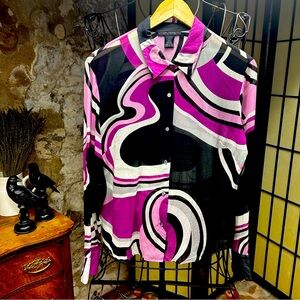 The Limited Pink and Black Abstract Button Down Shirt